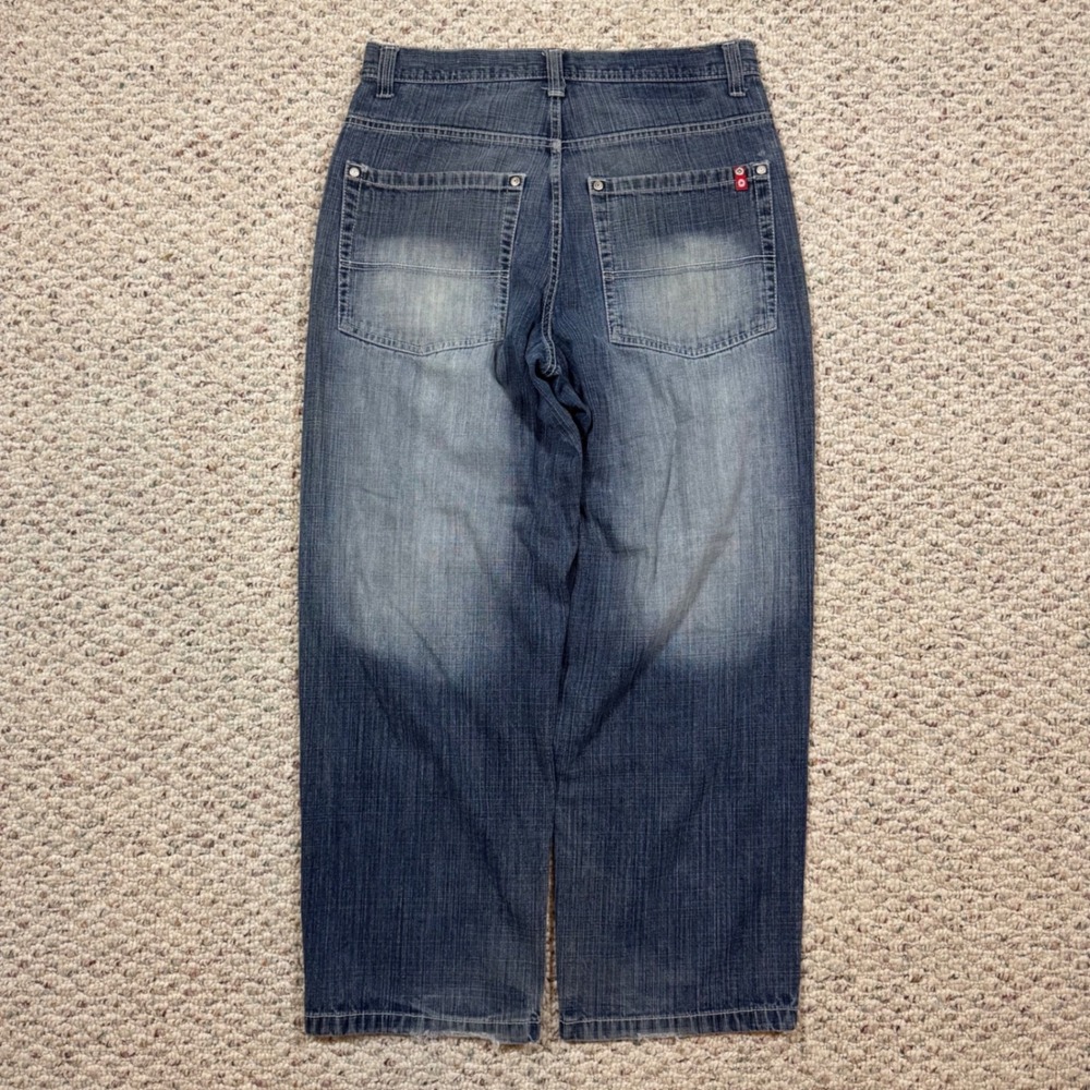 Southpole Mens Baggy Wide Leg Jeans Red Tab Blue Denim Medium Wash Y2K 32x30